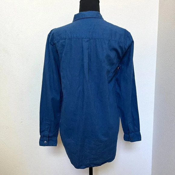 Armani Exchange Women's Linen Blend Button Up Blue Size Small - Picture 2 of 5